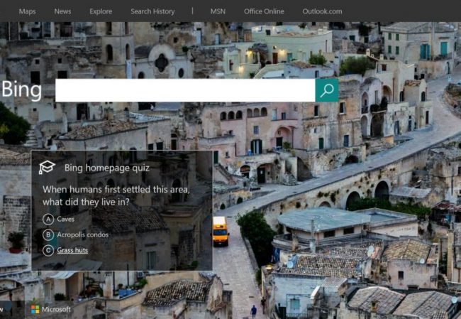Bing Homepage Quizzes