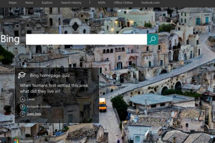 Bing Homepage Quizzes